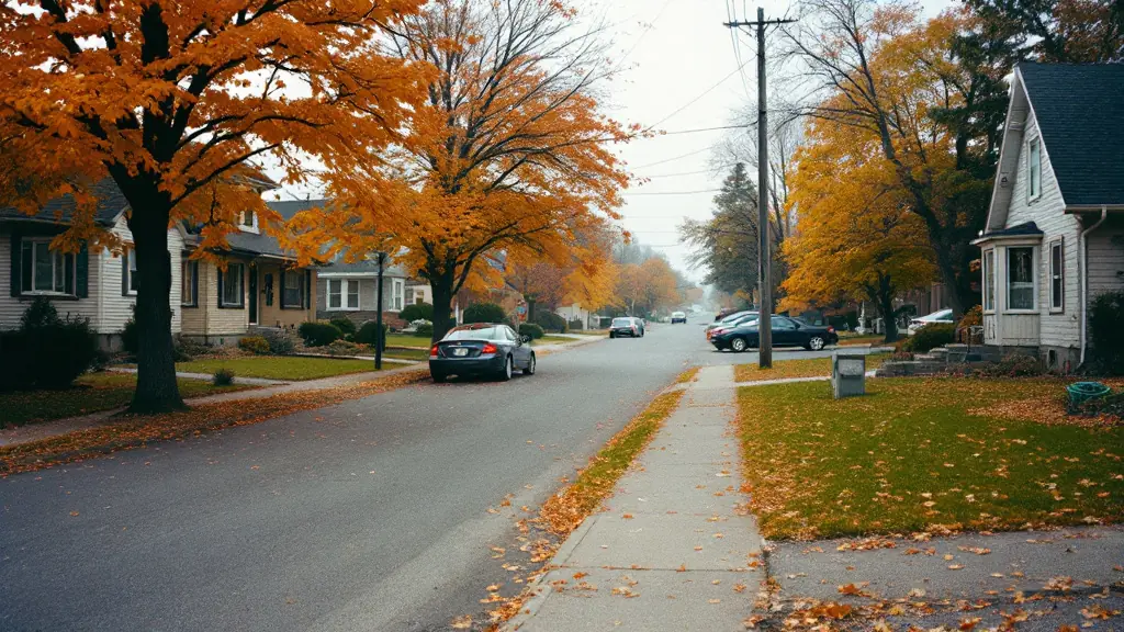 Rue résidentielle de Beauport à l'automne